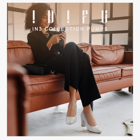 IDIFU Sparkling Silver Chunky Heels Size 8 - 8.5 - Picture 7 of 10